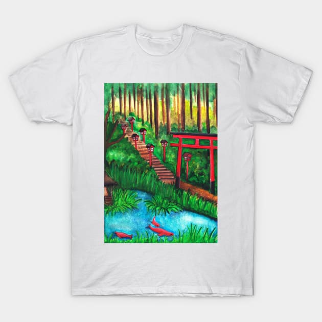 Watercolor - Japanese temple T-Shirt by Karoのkyuuto